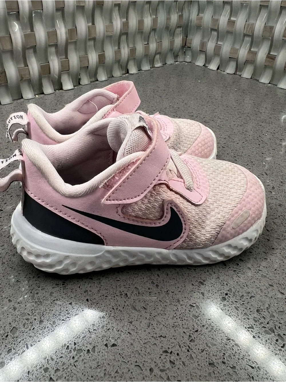Nike Kids' Pink Athletic Sneakers with Black Swoosh size 7 c